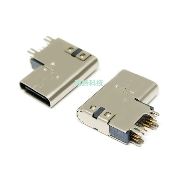 Typec CF 侧插 DIP 14PIN 黄铜 LCP黑色 加高2.6 成品 （四个鱼叉脚）