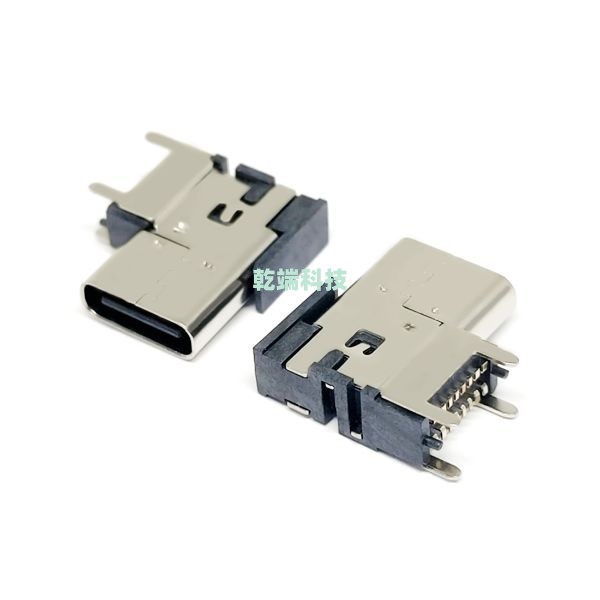 Typec CF 侧贴 SMT 16PIN C7025 LCP黑色 H=6.7 &(外壳带弹片)