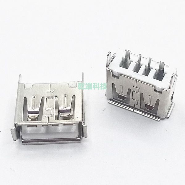 USB AF 180度直插 10.5卷边铁壳 小脚 大电流 LCP黑胶